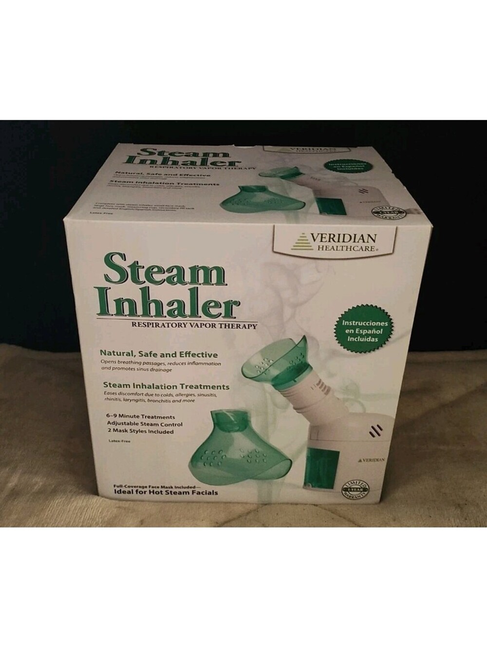 Steam Inhaler Veridian Therapy Healthcare Vapor Facial System Duel-Purpose New